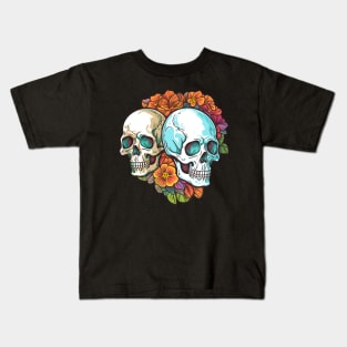 Skulls and flowers Kids T-Shirt